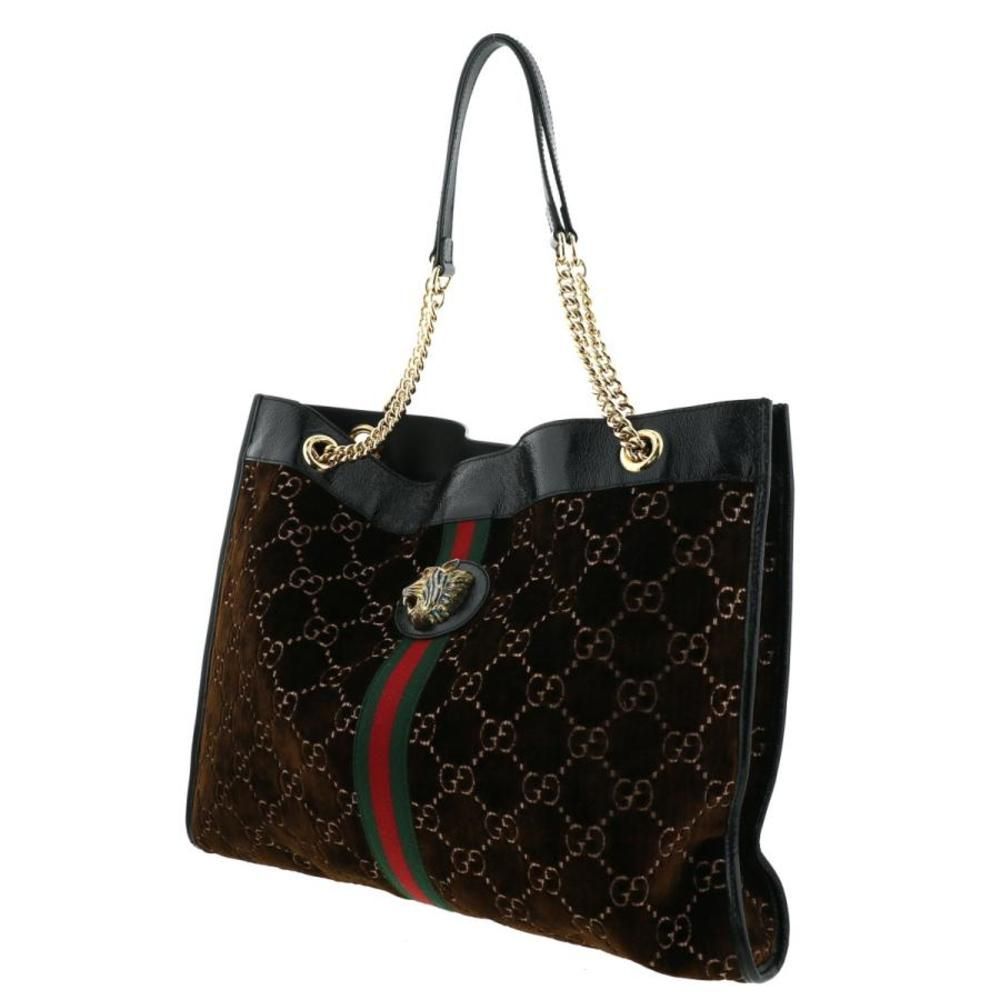 Gucci Brown Velor Shoulder Bag Rajah Large Tote Bag - Picture 2 of 6